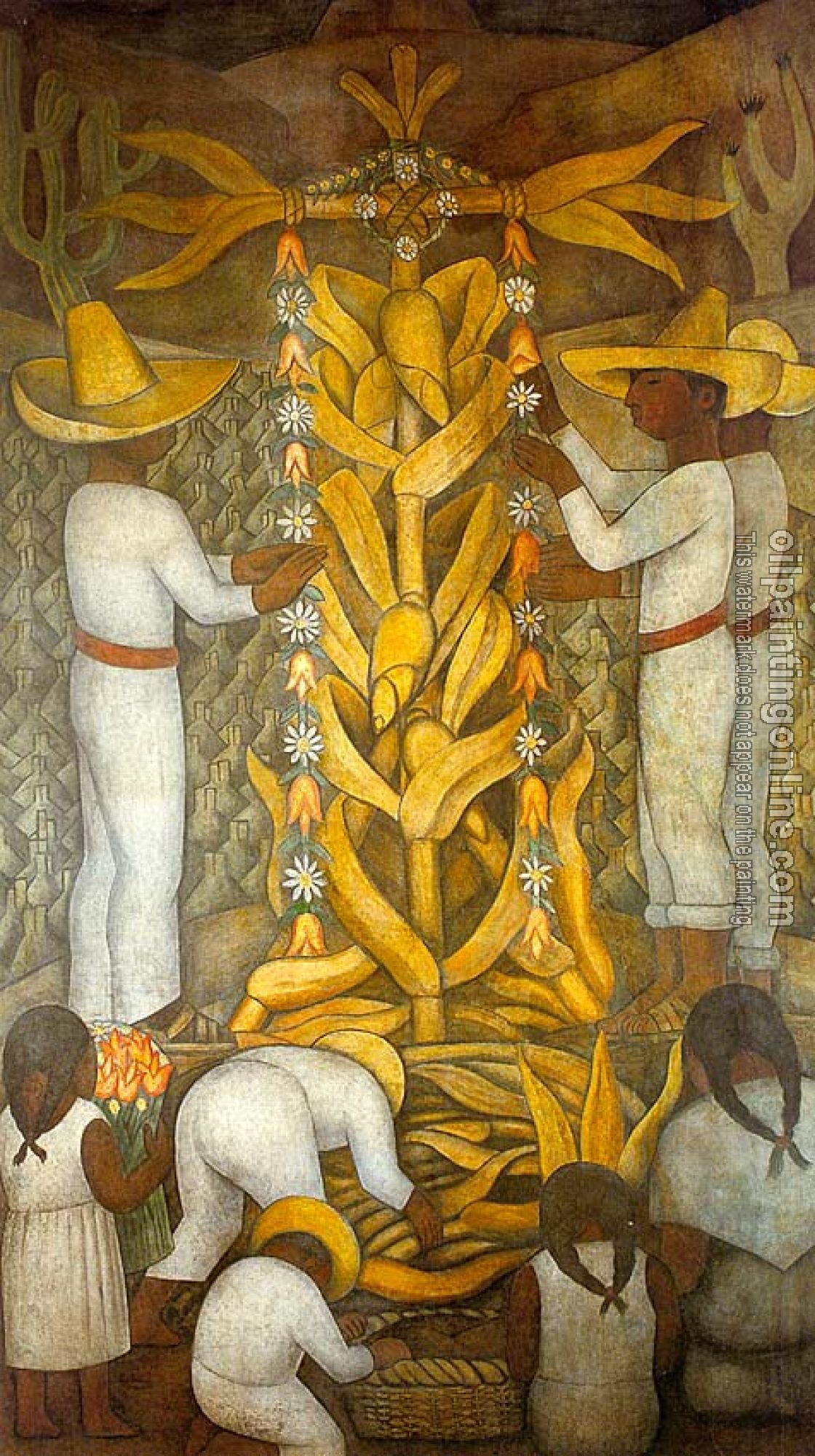 Rivera, Diego - The Maize Festival ,La fiesta del maiz, from the cycle,Political Vision of the Mexican People